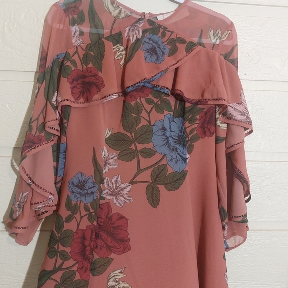 Keepsake the Label Long Ruffle Sleeve Floral Print Night Lights Mini Dress- M - Picture 4 of 7